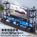 Advwin 197cm TV Stand with Bookshelf & LED Lights