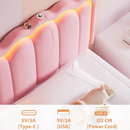 Advwin King Single LED Velvet Bed Frame Pink
