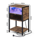 Advwin LED Bedside Table with Charging Station Set of 2