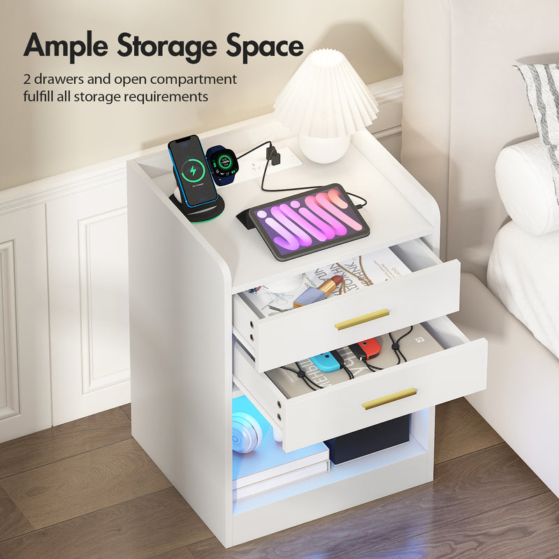 Advwin LED Bedside Table with Charging Station