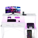 Advwin Gaming Desk with LED Lights Printer Storage Shelf