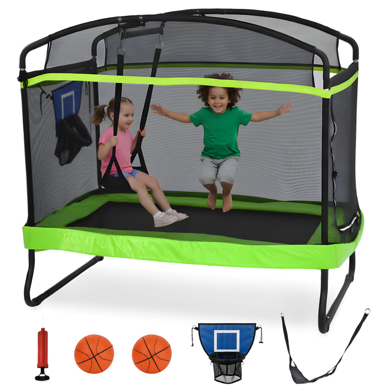 Advwin Trampoline for Kids with Basketball Hoop & Swing