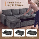 Advwin 253cm U Shaped Chenille Sectional Sofa w/ Pull Out Bed