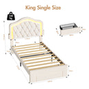 Advwin LED Velvet Bed Frame w/ Adjustable Headboard King Single