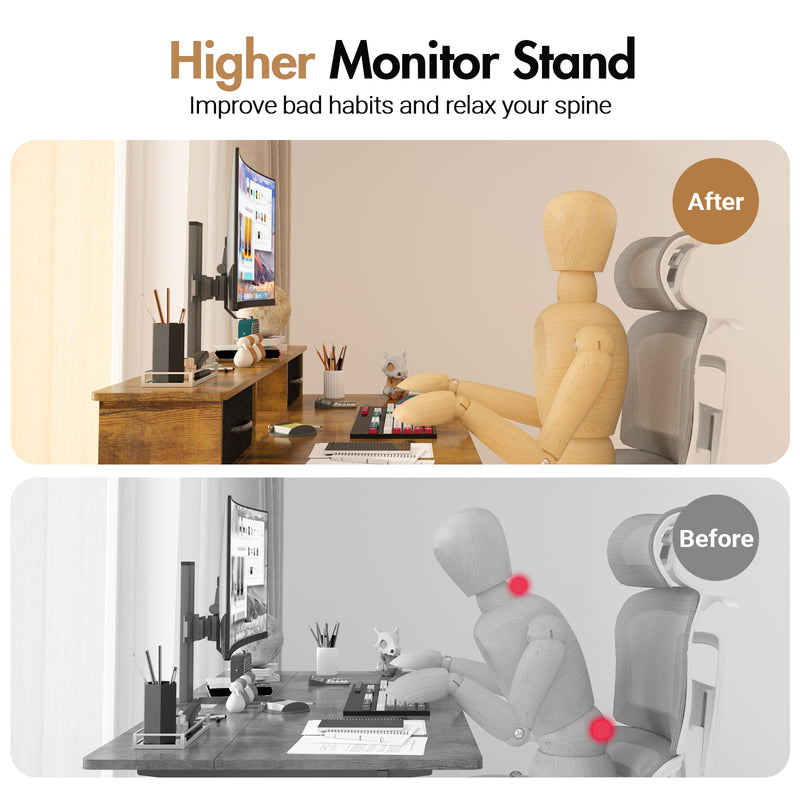 Advwin Electric Standing Desk with Monitor Stand Walnut