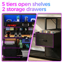 Advwin L Shaped Gaming Desk with LED Lights 130cm