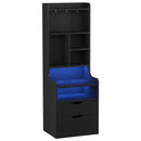 Advwin Tall LED Nightstand w/ Charging Station & 3 Drawers