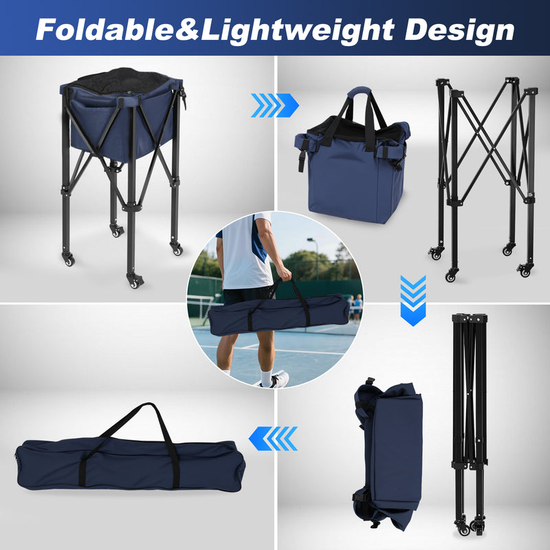 Advwin Foldable Tennis Ball Cart Aluminium Training Hopper
