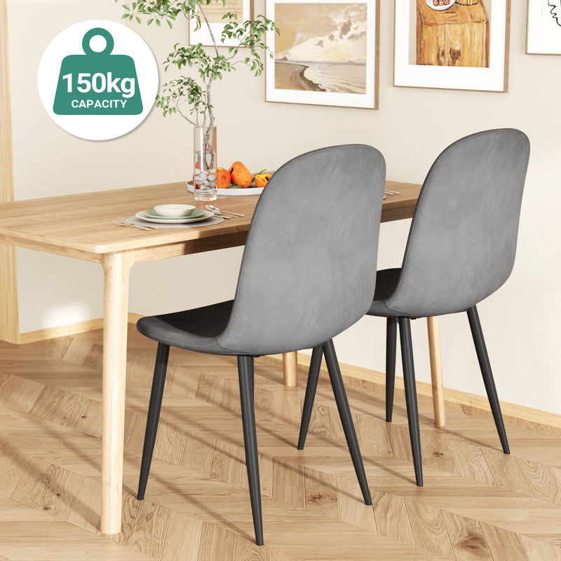 Advwin Velvet Dining Chairs Set of 2 Kitchen Chai Grey