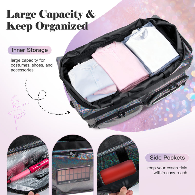 Advwin 28Inch Rolling Dance Bag with Garment Rack