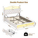 Advwin Princess Bed Frame w/ Charging Station & 4 Drawers
