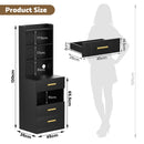 Advwin Set of 2 Tall Bedside Table with Charging Station