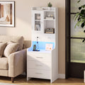 Advwin 125cm Tall Bedside Table with Charging Station