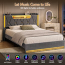 Advwin LED Bed Frame with Charging Station & Hidden Storage