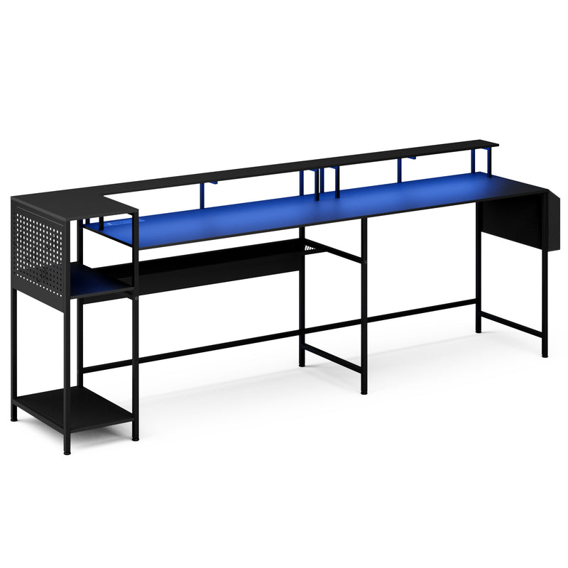 Advwin 150cm L Shaped Computer Desk w/ LED Lights