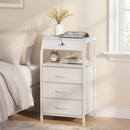 Advwin Bedside Table with 3 Drawers and Charging Station