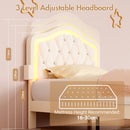 Advwin LED Velvet Bed Frame w/ Adjustable Headboard King Single