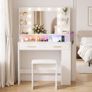 Advwin Dressing Table Stool Set w/ LED Lights & Storage