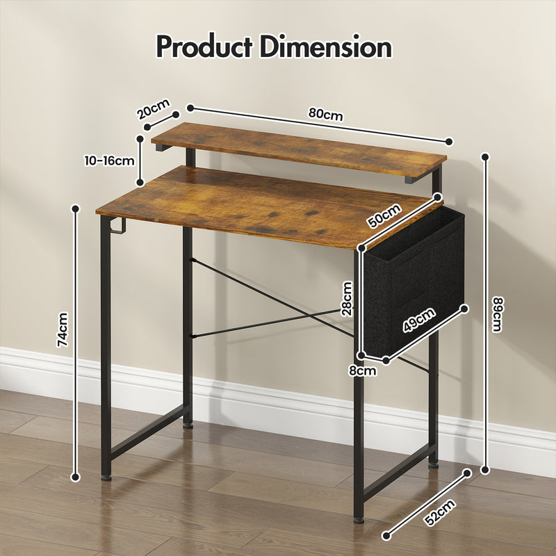 Advwin 80cm Computer Desk w/ Adjustable Monitor Stand