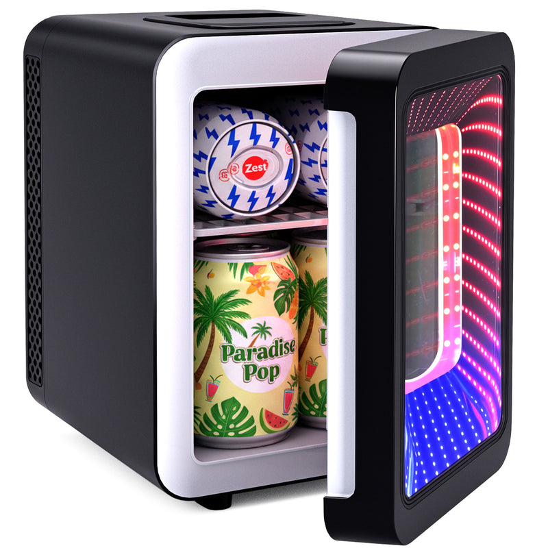 Advwin 4L Mini Fridge with LED Light Black