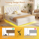 Advwin Velvet Button-Tufted Floating Bed Frame