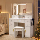 Advwin Dressing Table w/ 3-Way Mirror & 9 Drawers