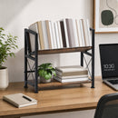 Advwin 2 Tier V-Shape Desktop Bookshelf Rustic Brown
