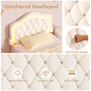 Advwin LED Velvet Bed Frame w/ Adjustable Headboard King Single