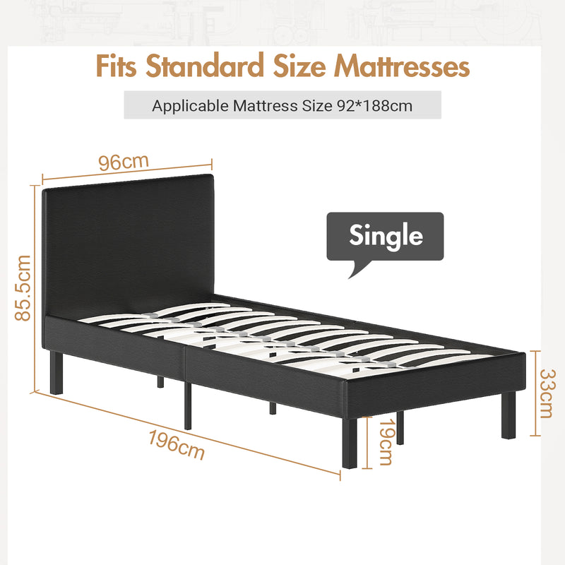 Advwin Bed Frame Single Size Mattress Leather Base