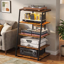 Advwin 5-Tier End Table w/ Charging Station & LED Lights