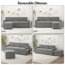 Advwin 3 Seater Sofa 197cm with Storage Ottoman Grey