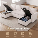 Advwin 253cm U Shaped Corduroy Sectional Sofa w/ Pull Out Bed