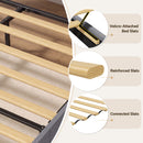 Advwin Velvet Upholstered Bed Frame w/ Wooden Slats Grey