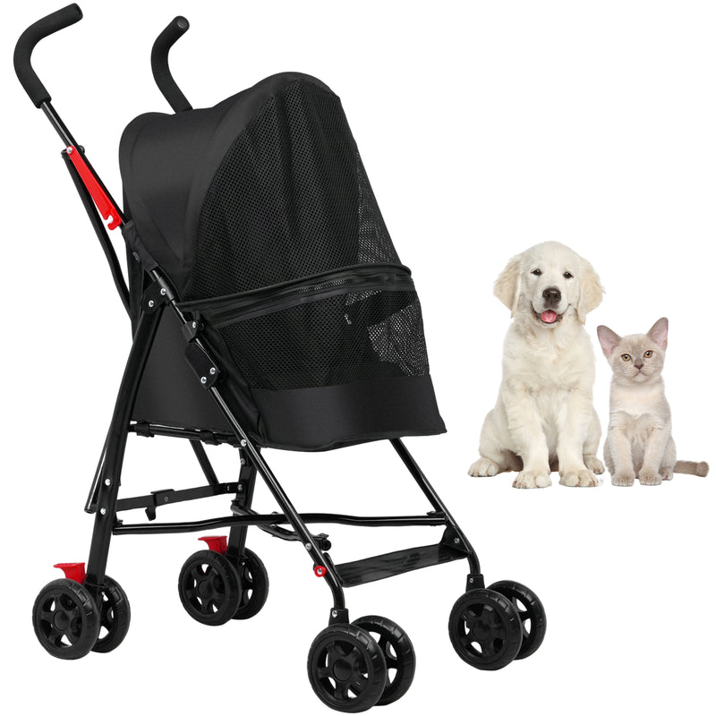 Advwin Pet Stroller Foldable 4-Wheel Black