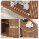 Advwin Narrow Side Table w/ Fluted Sliding Door & Storage