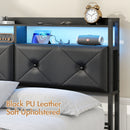 Advwin Headboard with LED Light Charging Station Black