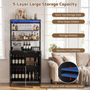 Advwin LED Wine Bar Cabinet with Charging Station Black