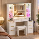 Advwin Fluted LED Vanity Desk with Charging Station