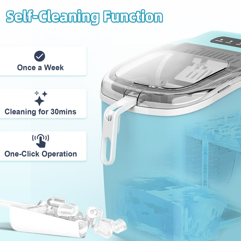 Advwin 12KG Self-Cleaning Ice Makers with Handle Green