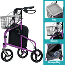 Advwin Rollator Walker 3 Wheel with Basket and Tray