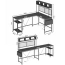 Advwin L Shaped Gaming Desk with LED Lights &  Storage Shelf