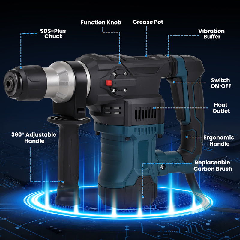 Advwin SDS-Plus Rotary Hammer Drill with 9 Bits