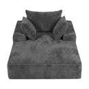 Advwin 132cm Corduroy Chaise Lounge Chair with Cushion