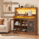 Advwin Wine Bar Cabinet w/ LED Lights & Power Outlets