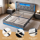 Advwin LED Bed Frame with Charging Station & Hidden Storage