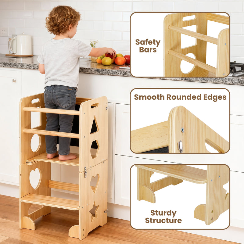 Advwin 3-in-1 Toddler Kitchen Step Stool Foldable