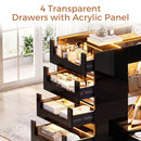 Advwin Glossy Closet Island w/ LED Lights & 8 Drawers