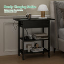 Advwin Side Table Flip Top Night Stand with Charging Station