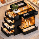 Advwin Glossy Closet Island w/ LED Lights & 8 Drawers