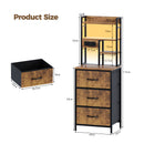 Advwin LED Bedside Table w/ Charging Station Rustic Brown